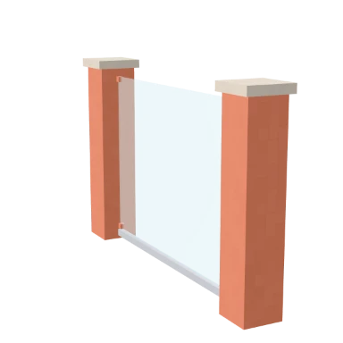 Brick pier and glass fence in 3D