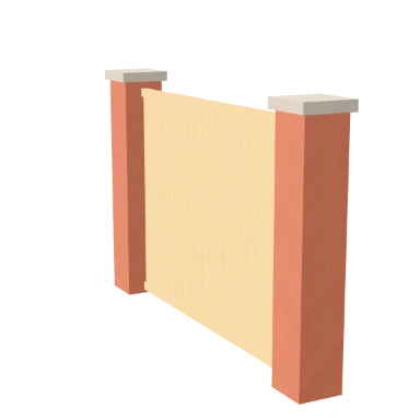 Brick piers and timber fence in 3D