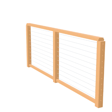 Cable and timber fence in 3D