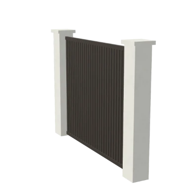 Concrete and slats fence in 3D