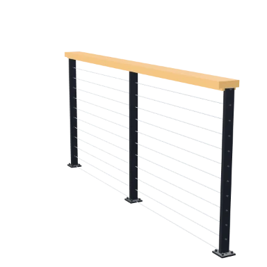 Deck cable railing fence in 3D