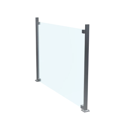 Frameless glass fence in 3D