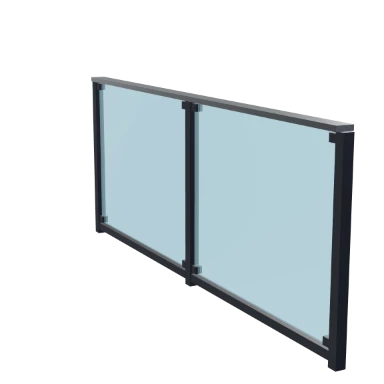Glass with steel cap fence in 3D