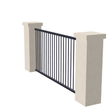 Stone piers and iron fence in 3D