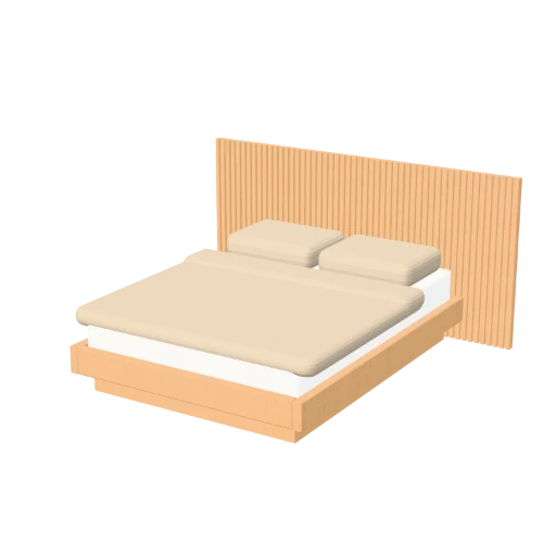 Fluted Oak Bed bed in 3D