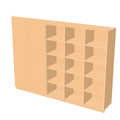 Lit Oak Dressing Wall wardrobe in 3D