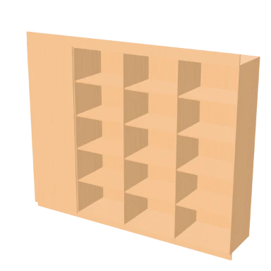 Open Oak Dressing Run wardrobe in 3D