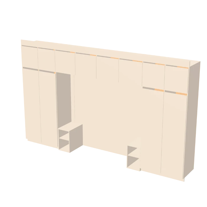Overbed Bridge, Handleless Oak wardrobe in 3D