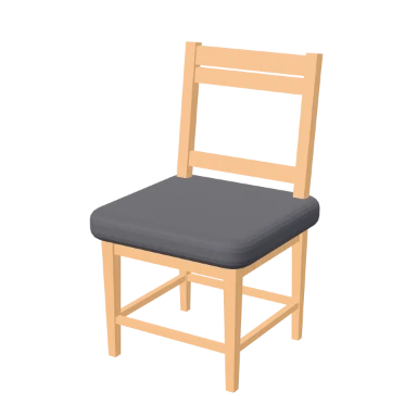 Slat + Fabric Seat chair in 3D