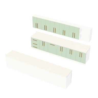 Galley kitchen layout in 3D