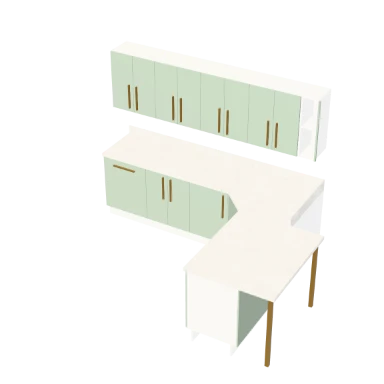 Peninsula kitchen layout in 3D