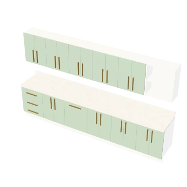 Single wall kitchen layout in 3D