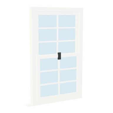 Double-Hung Colonial window in 3D