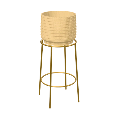 Basket on a brass ring stand in 3D