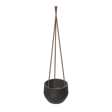 Hanging pot, leather cord in 3D