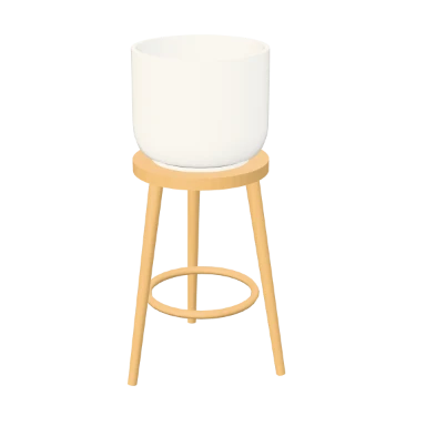 White pot on a wooden tripod in 3D