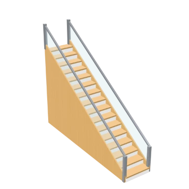 Glass Balustrade Flight staircase in 3D