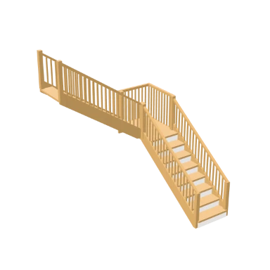L-Shape with Landing staircase in 3D