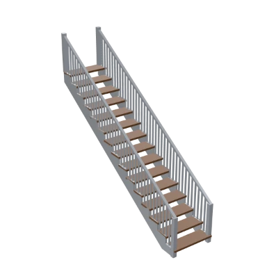 Open-Riser Modern staircase in 3D