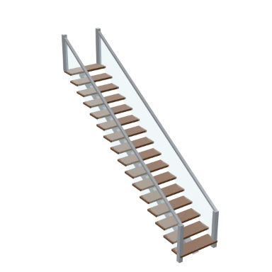 Steel Mono-Stringer Floating staircase in 3D