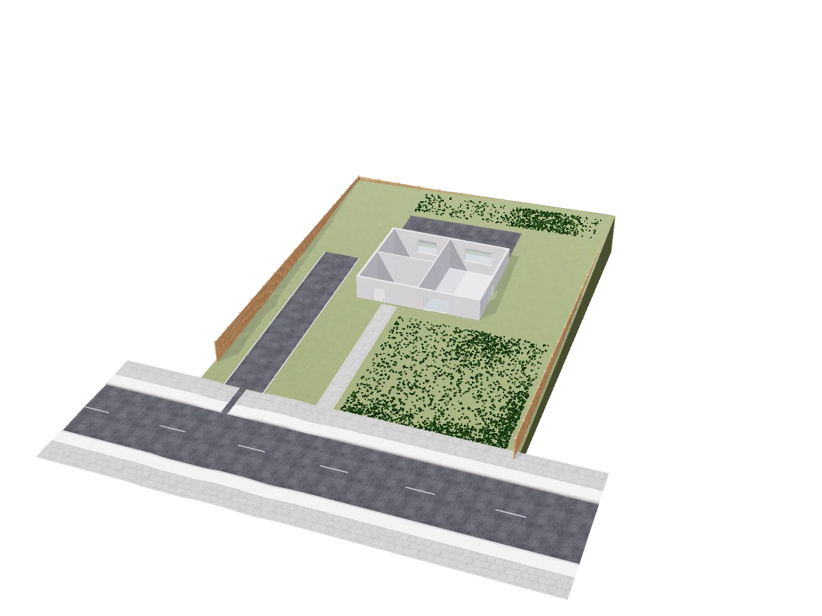 Home 3D Plan sloping ground shaped from spot levels