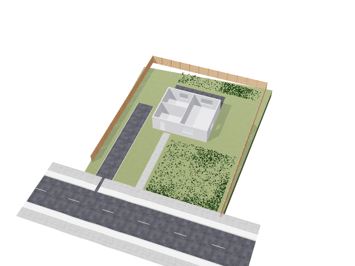 Home 3D Plan plot with its boundary, setbacks and house